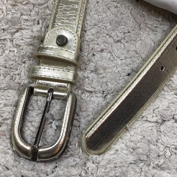 Kenneth Cole Reaction gold metallic belt S NWT - Picture 2 of 8